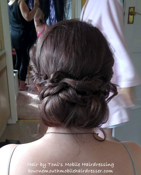 ladies hair-up by Toni, mobile hairdresser in Bournemouth, Poole and surrounding areas