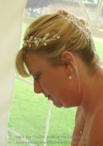 Hair-up Wedding Hair by Toni, mobile hairdresser in Bournemouth, Poole, Christchurch, Ferndown, Wimborne and more.