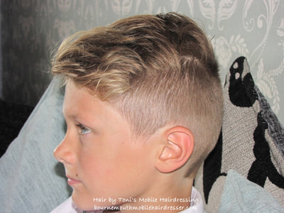 Children's hair cut by Toni, mobile hairdresser in bournemouth, poole, christchurch and surrounding areas