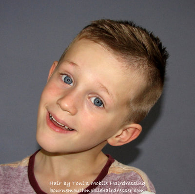 kids hair cut by Toni, mobile hairdresser in bournemouth, poole, christchurch and surrounding areas