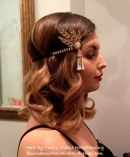 Flapper Girl Style. Party hair by Toni, mobile hairdresser in Bournemouth, Poole and surrounding areas